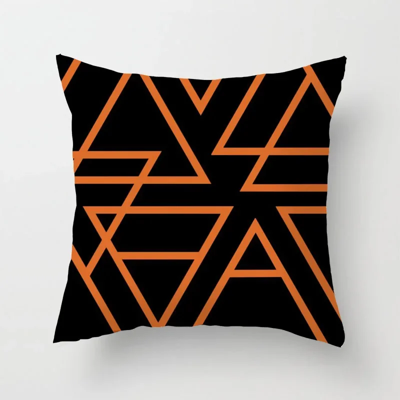 Nordic Orange Pattern Abstract Art Throw Pillow Cover Sofa Cushion  Home