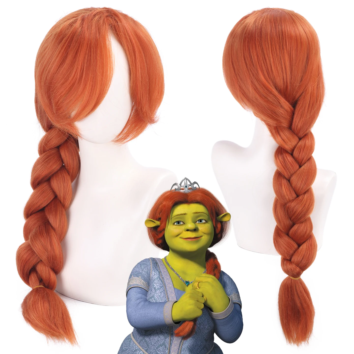 Parrucca transfrontaliera per il commercio estero, Principessa Fiona di Shrek, parrucca cos Parrucca in fibra sintetica