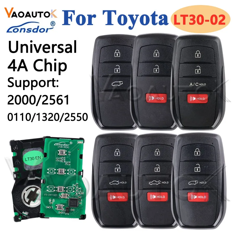 Lonsdor LT30-02 4A Chip Car Remote Key For Toyota Corolla Levin Allion Camry KH100+ K518 Fob Support 2000 2561 0110 1320 2550