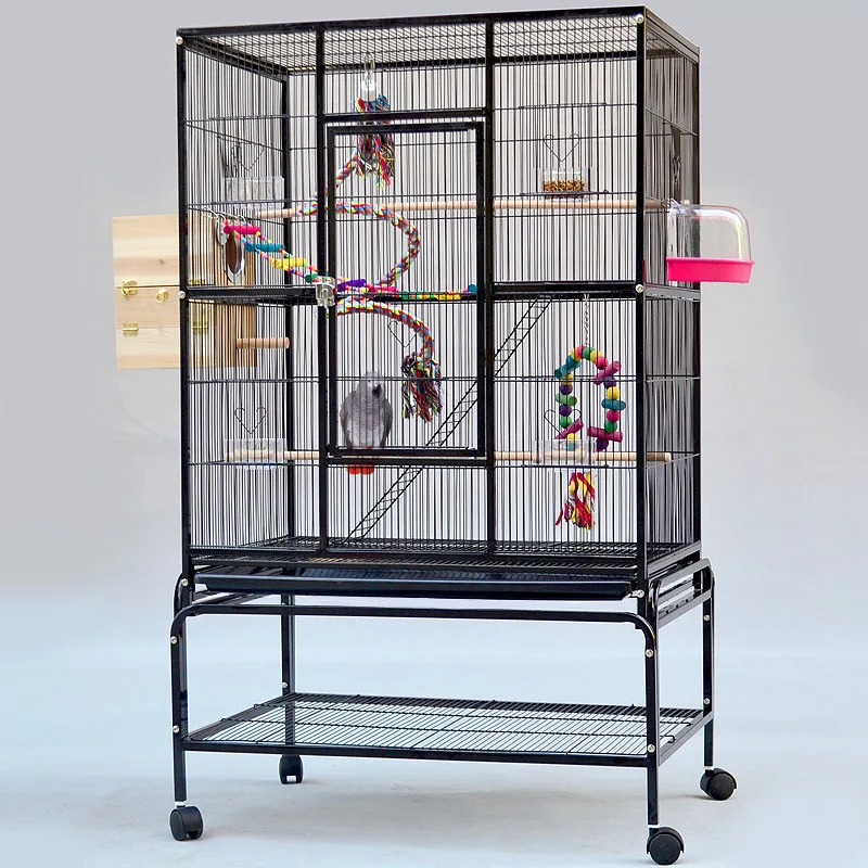 New Square Iron Art Bird Cage Tiger Skin Peony Parrot Bird Grey Parrot Breeding Cage A421