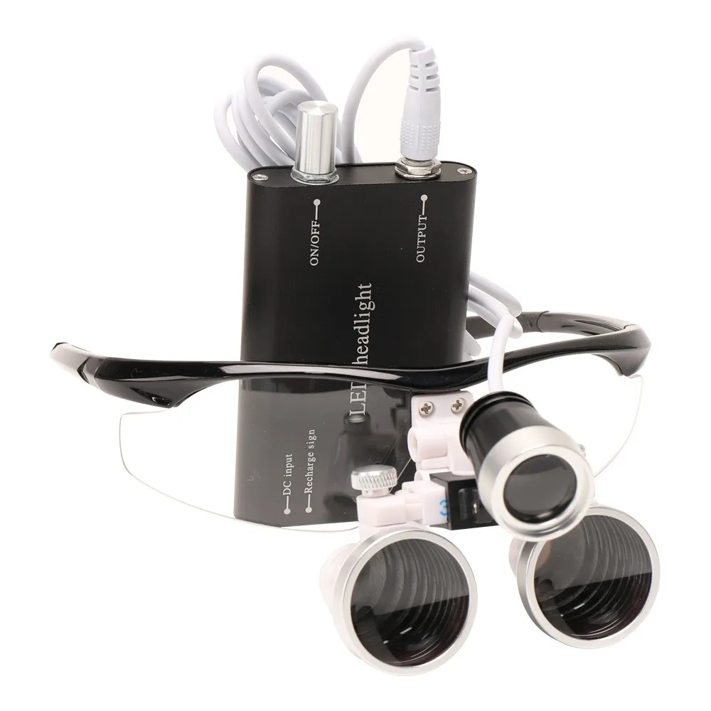 

2.5 3.5x420 Dental Loupes Medical Loupe Magnifier Magnification Binocular 3W Headlight Headlamp Cloth Case 4 Colors