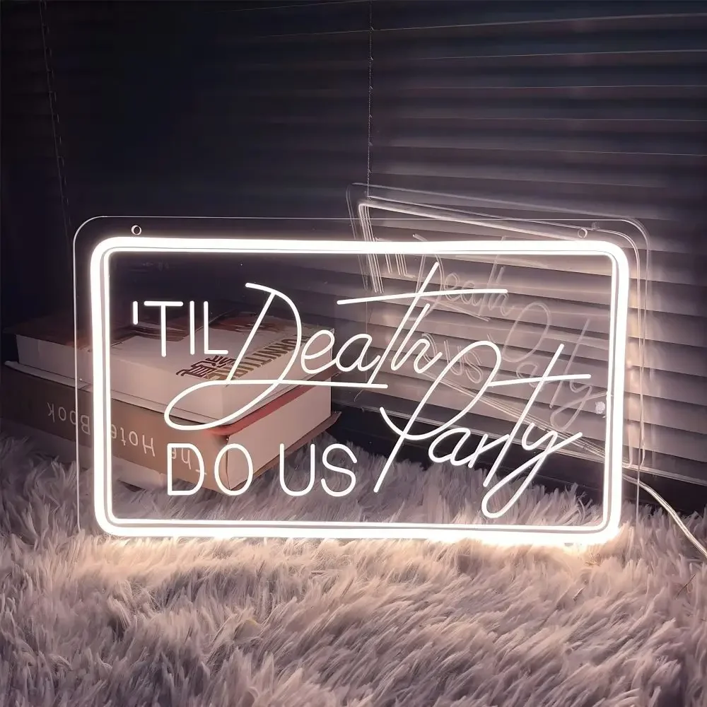 12 Colors Til Death Do Us Party Neon Sign Engrave Led Lights For Room Decors Aesthetic Gaming Room Decoration Support Custom