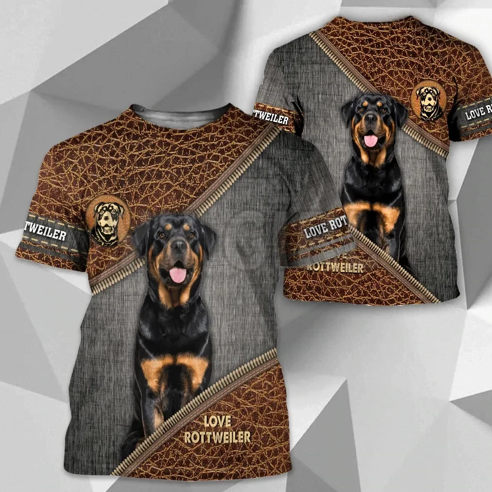 2022 Summer German Shepherd Background Leather 3D All Over Printed T Shirts Funny Dog Tee Tops shirts Unisex