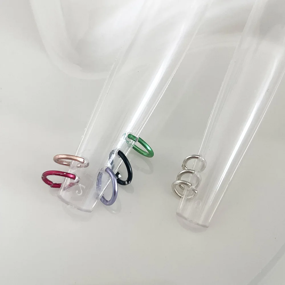 100 stks Colorpunk Nail Piercing Ringen S/L Diverse Mix Aangesloten Cirkel Metalen Bedels Cool Girl DIY Dangle Zilveren Loop Ring 404art