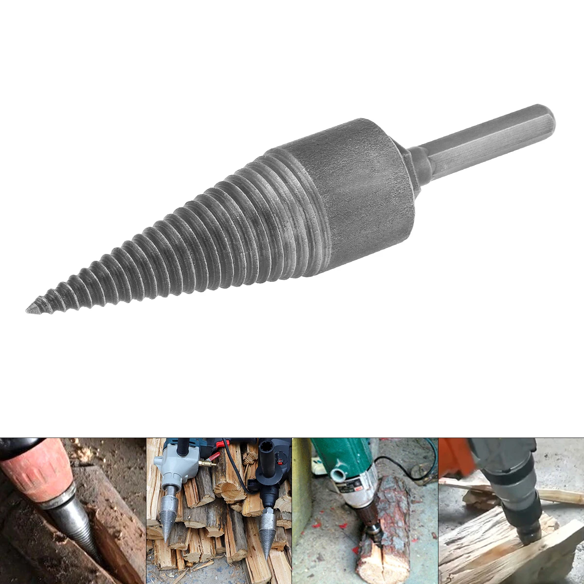 Step Drill Bit 35MM Steel Speedy Screw Cones Drill Bit with Hexagonal Handle for Soft / Hard Firewood