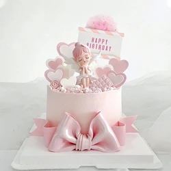 Crown Straw Cake Topper Toppers Flags Kids Girls Happy Birthday Party Baby Shower Baking Cake Dessert DIY Decor Princess Party