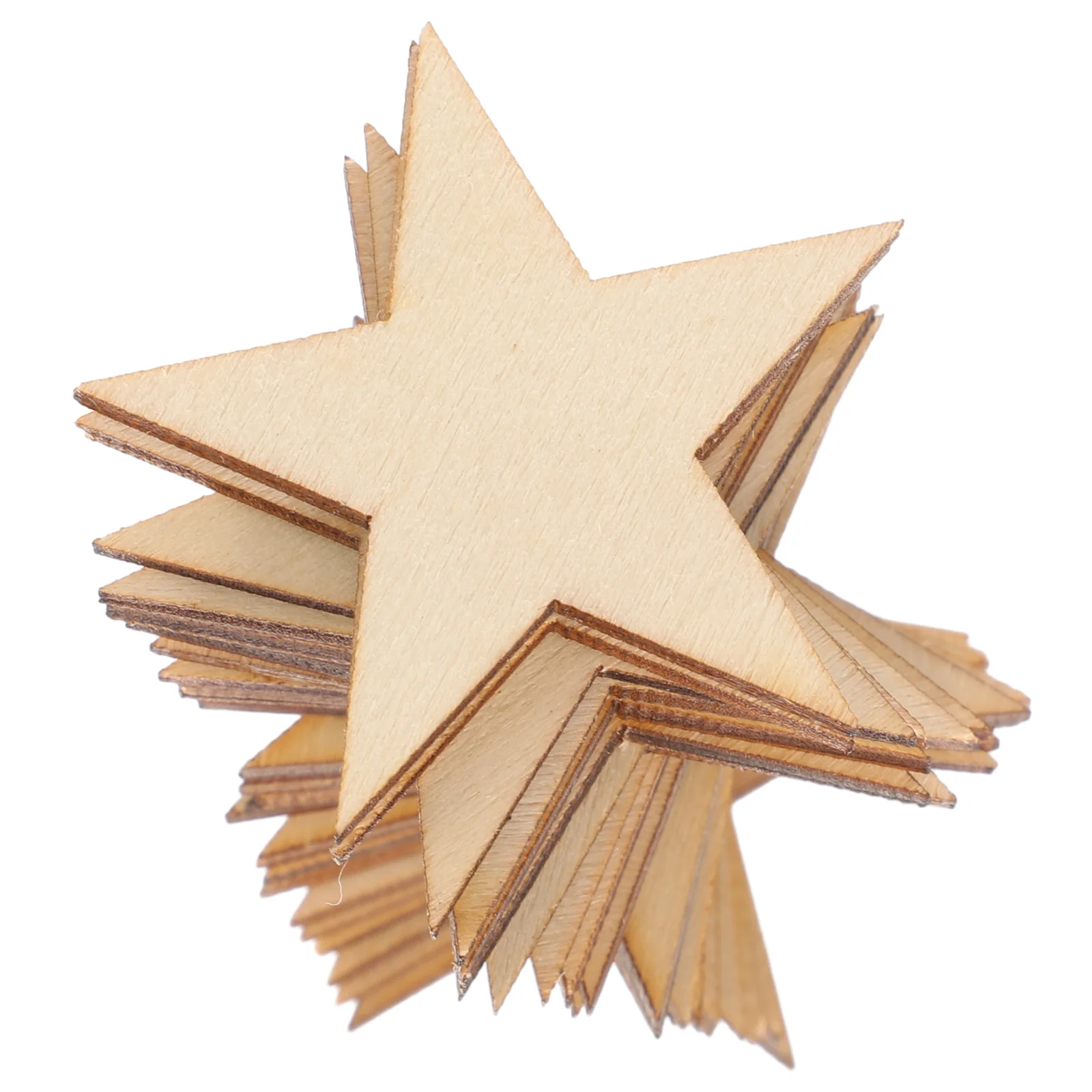 

50Pcs 40Mm Unpainted Wooden Stars Precision Cut Craft Chips for DIY Ornaments Signs Tags Kids Classroom Activities Wood Cutouts
