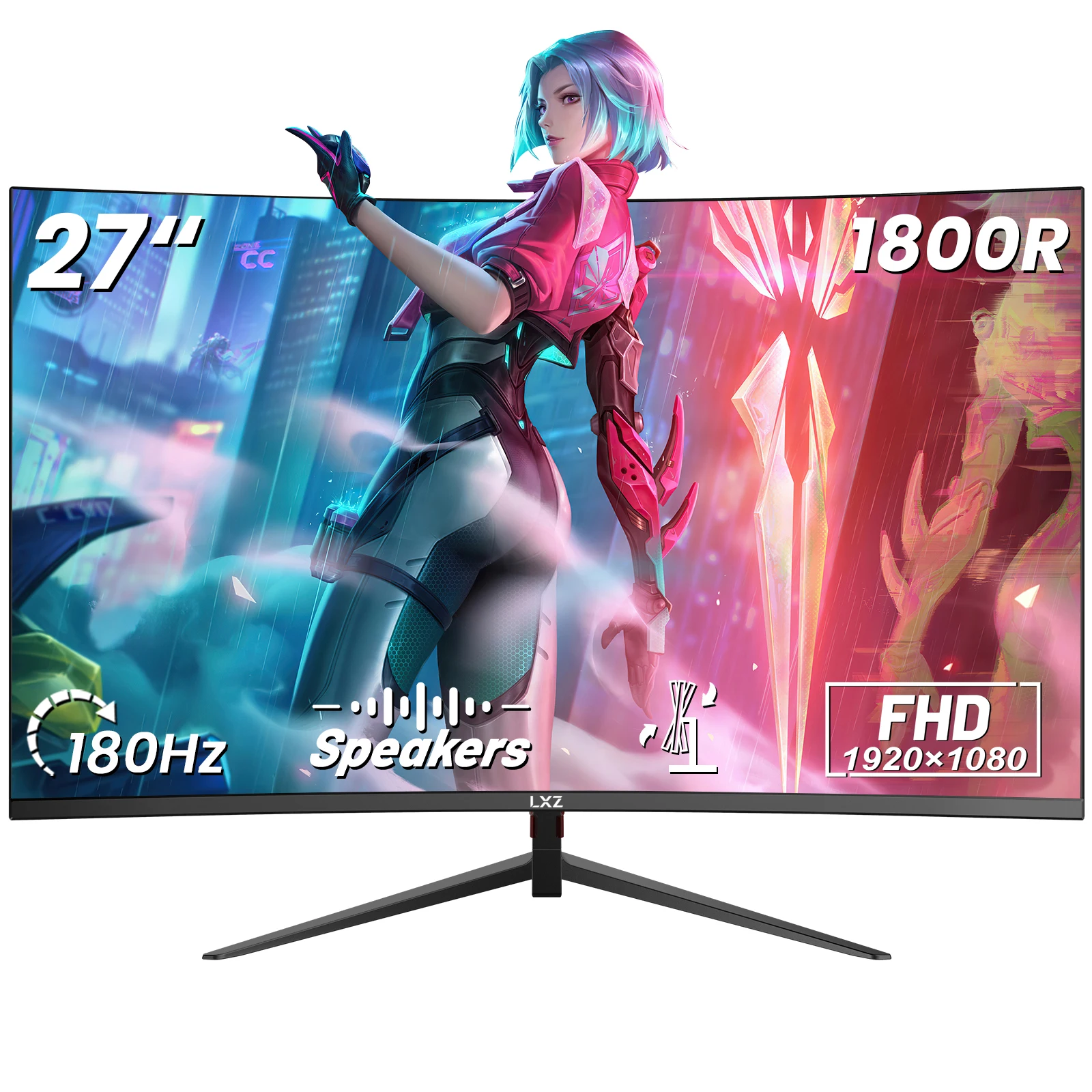 LXZ LXZ 27 Inch Gaming Monitor, 180Hz FHD 1080P Curved Monitor, 1800R, Built-in Speakers, PC Monitor, HDMI & DisplayPort, FreeSync Compatible - Aliexpress Deal