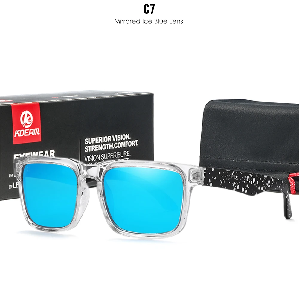 KDEAM Polarisierte Quadratische Sonnenbrille für Herren, Anglerbrille mit 5-Tank-Metallscharnieren – Detail 12