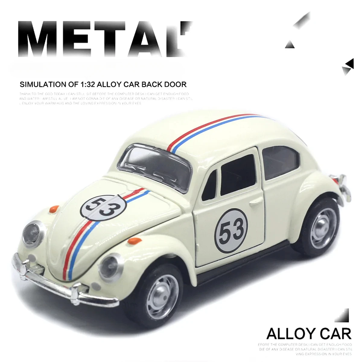 Volkswagen Beetle-modelo de coche de aleación clásico, simulación de sonido y luz, coche de juguete extraíble, colección de decoración, regalo, 1:32