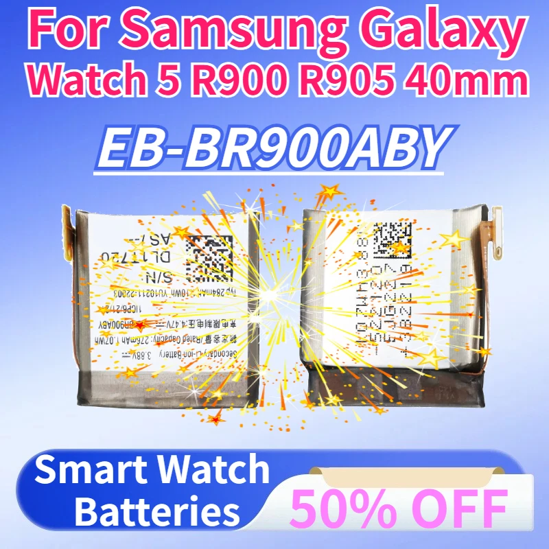 

3.88V 248mAh EB-BR900ABY Replacement Battery for Samsung Galaxy Watch 5 R900 R905 40mm Smart Watch Batteries+Tools