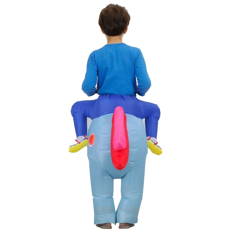 الكبار الطفل نفخ ركوب الأزرق يونيكورن تأثيري الهواء تفجير مجموعة لجميع القديسين كرنفال موضوع ملابس تنكرية للحفلات