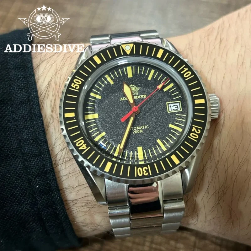 

ADDIESDIVE Men Retro Watch 200m waterproof Brown Leather Strap C3 Super Luminous NH35 Movement Automatic Mechanical Watch