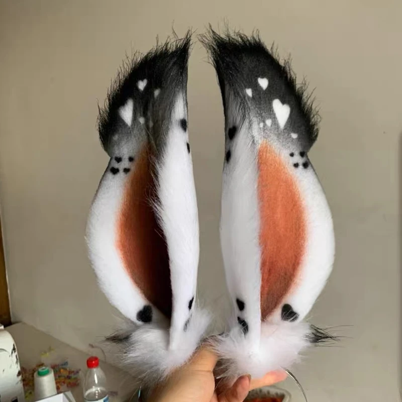 Handmade Big Size Rabbit Buuny Ears Cute Anime Cos Hairhoop Lovely Halloween Headwear Beast Cosplay Prop Hair Accessories