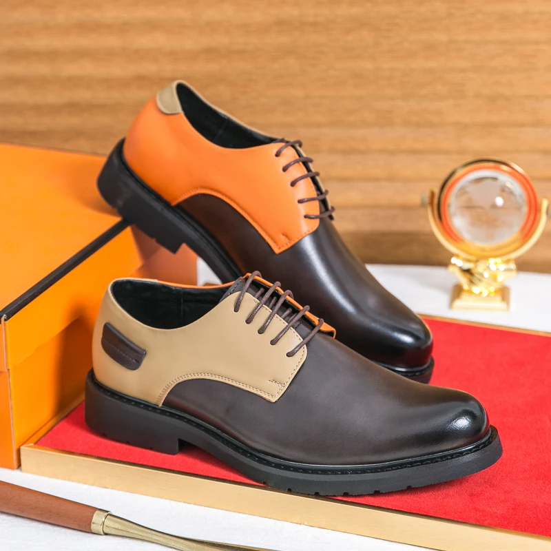 2026 Genuine Leather Mens Dress Shoes Black Formal Social Shoe Male Business Wedding Derby for Man Luxury Italian Oxford Loafers