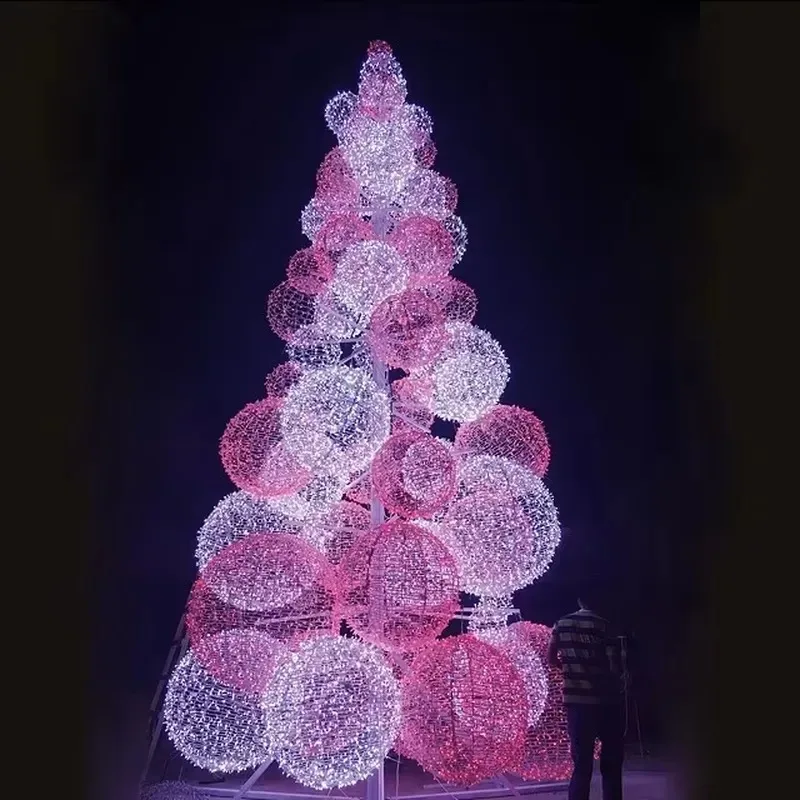 3D Giant Metal Light Emitting Diode Ball Christmas Tree Decoration Waterproof Indoor and Outdoor Light Emitting Diode String