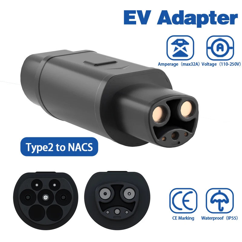 

Type2 to Tesla EV Charger Adapter 32A Fast Electric Vehicle Charging Connector Plug Converte For NACS Model S/X/3/Y EVSE