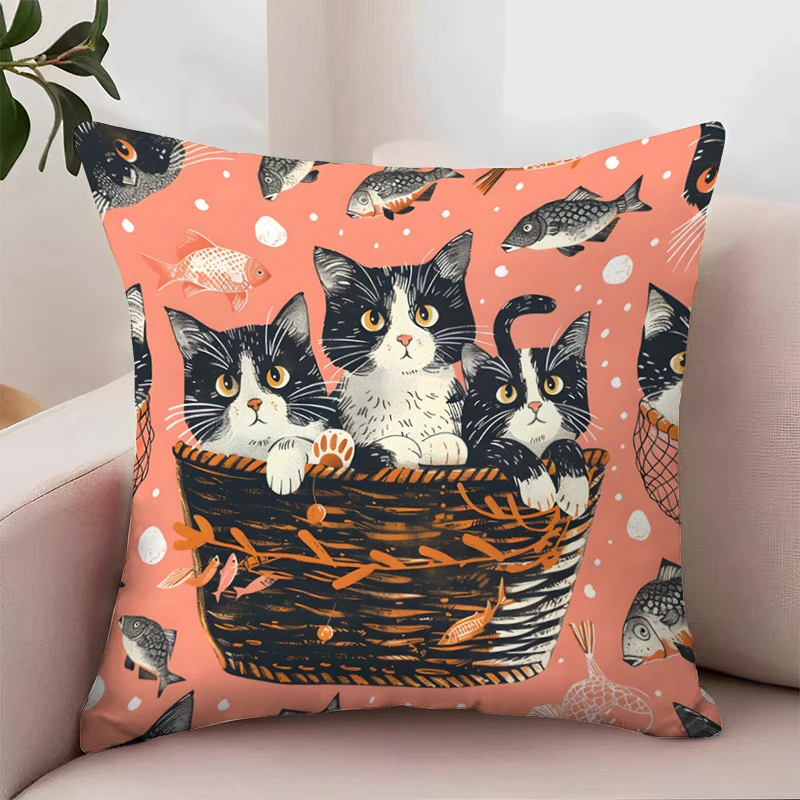 Gatto che ama dormire in cestini fodera per cuscino decorativo per cuscini da soggiorno federe per cuscini 45x45 fodere per cuscini decorazioni per la casa