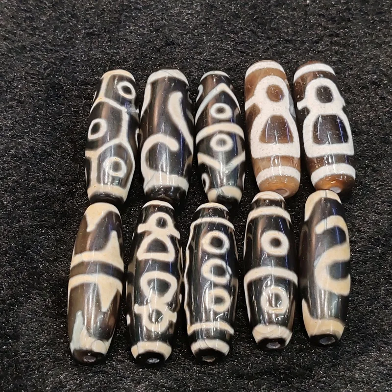 Xizang Agate, Dzi, Tiger Tooth, God of wealth, Tortoise Shell, and Other Totem Beads, National Necklace, Pendant, DIY Accessorie