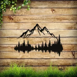 1pc Mountain And Forest Metal Wall Art, Hill And Trees Metal Wall Decor Nature And Forest Decoration Wall decor metal Artwork