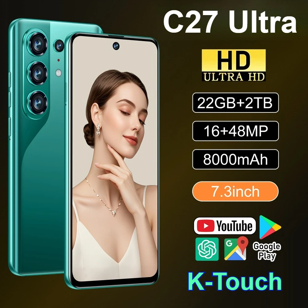 K-Touch Smartphone 5G C27 Ultra Mobiltelefone Android Handy Gesichtserkennung 22GB+2TB Smartphone 7,3 Zoll HD 5G Dual-SIM 8000mAh Akku Mobiltelefon
