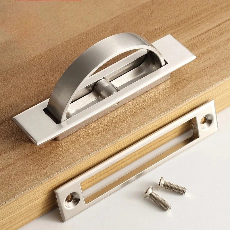 

YM Tatami Hidden Door Handles Zinc Alloy Recessed Flush Pull Cover Floor Cabinet Handle Bright Chrome Dark Furniture Hardware