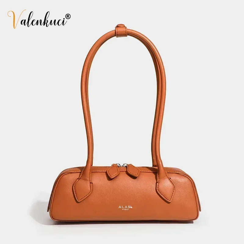 Fashion Women Leather French Sausage Bag Vintage Underarm Bag Women's High-end Feel Leather Women's Handbag Single Shoulder