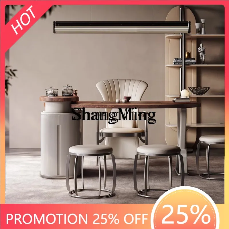 

CL Simple Black Walnut Tea Table Premium Light Luxury Living Room Integrated Tea Table and Chair Combination