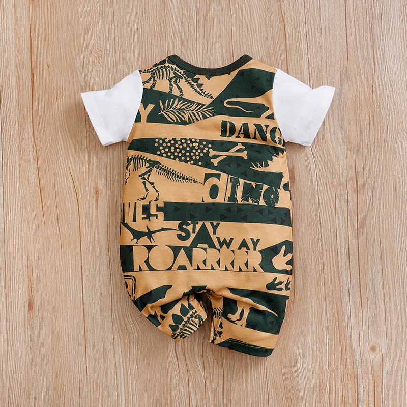 Newborn Clothing Cute Cartoon Strap Dinosaur Print Comfortable And Soft Boy And Girl Summer 0-18 Short Sleeved Baby Jumpsuit