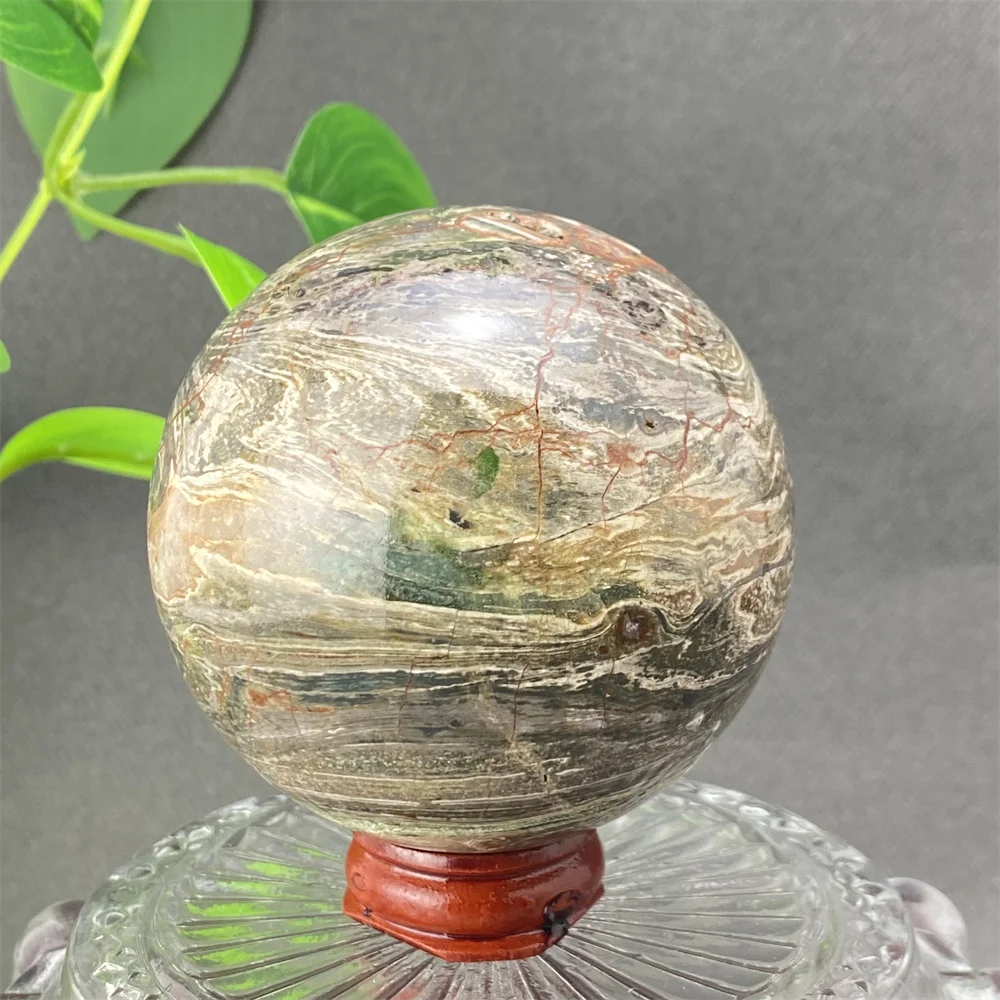 

Natural moss agate crystal ball magic energy ball home decoration ornaments+base