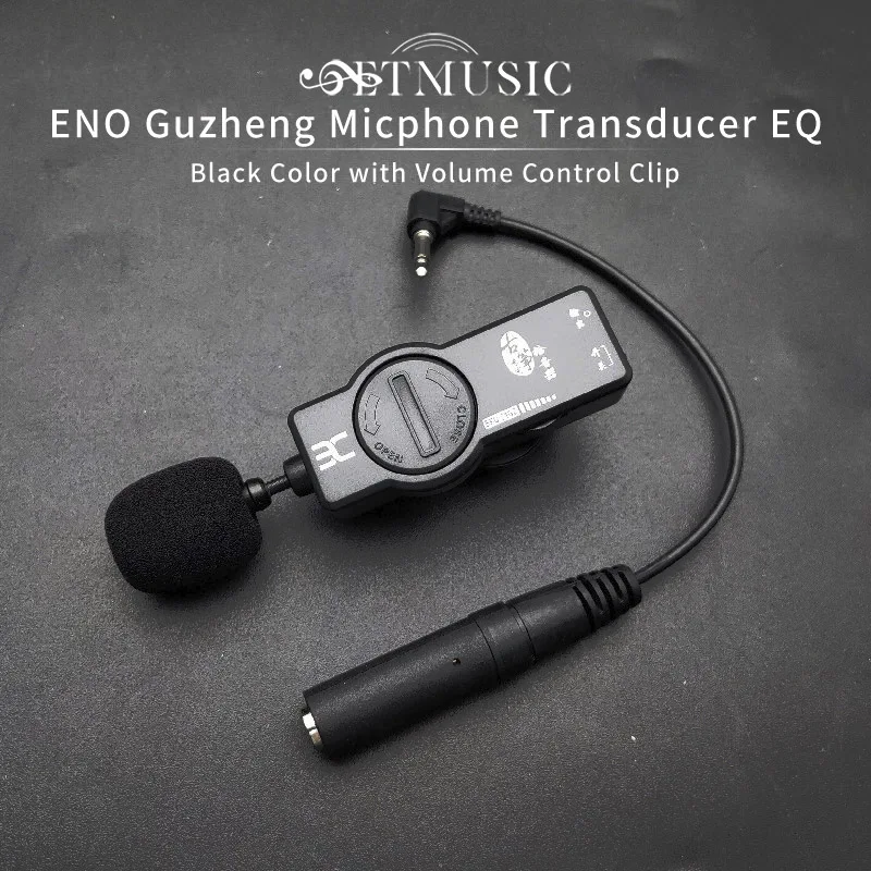 ENO Guzheng Micphone Transducer Pickup with Volume Control Clip on Transducer for Guzheng Black