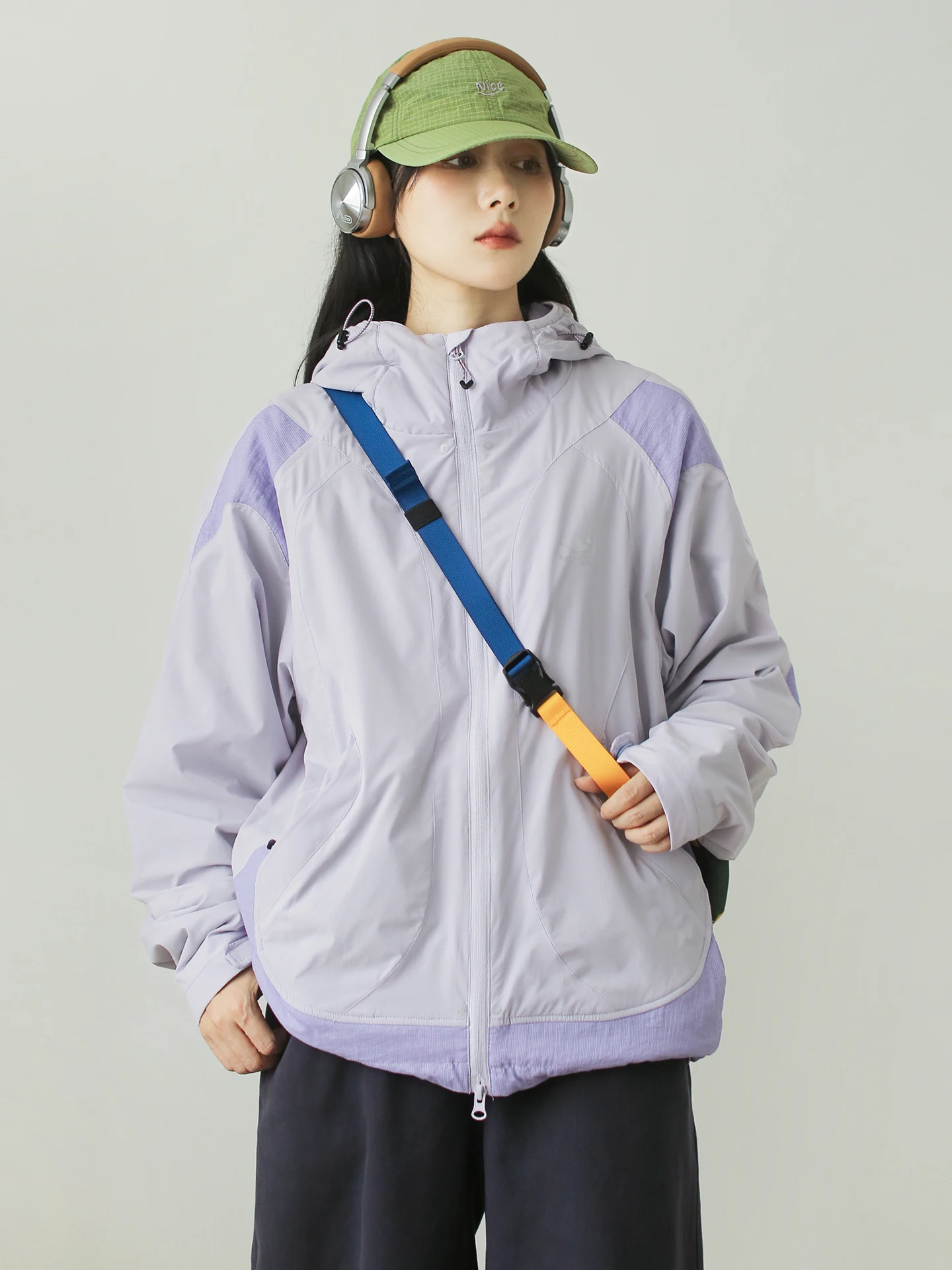Mandu Neutral Style Hooded Short Jacket Women's Loose Zipper Jacket Outdoor Sports Fleece Windproof Outerwear
