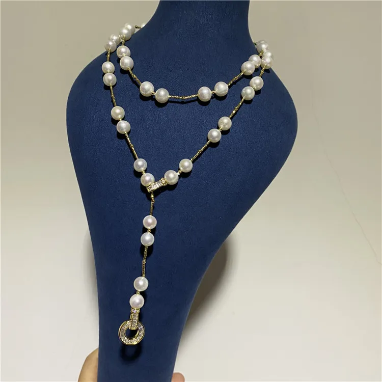 Natural freshwater pearl long necklace simple  sweater Necklace