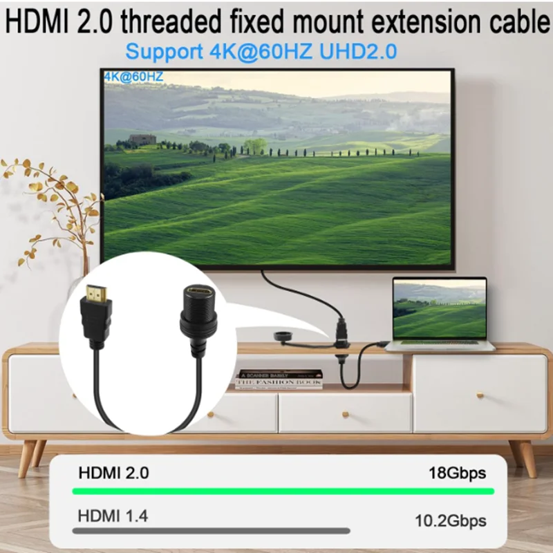 0.3 متر 4K HDMI الخيوط الثابتة جبل HD عرض كابل مقاوم للماء HDMI 2.0 ذكر إلى أنثى سيارة داش جبل تمديد الحبل