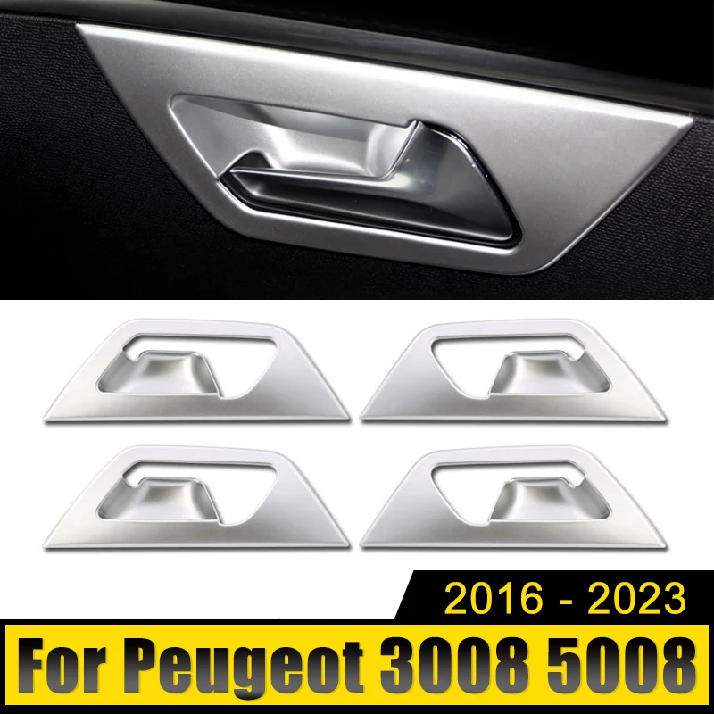 

For Peugeot 3008 5008 GT 2016 2017 2018 2019 2020 2021 2022 2023 Hybrid Car Interior Door Handle Bowl Cover Trim Case Stickers