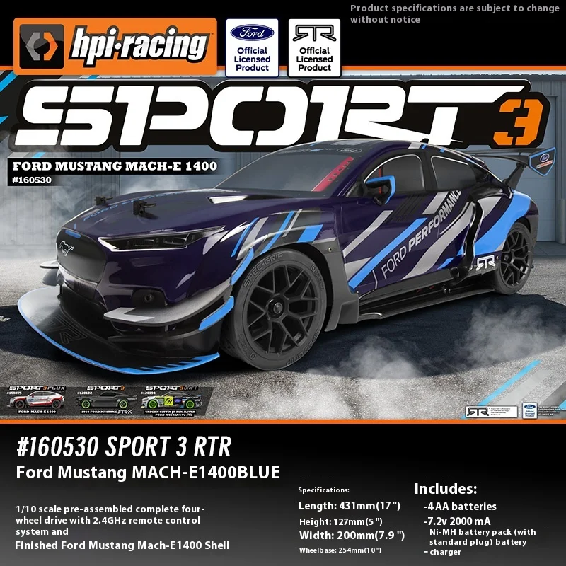 

HPI 1/10 Ford Mustang Mach-E1400 Модель автомобиля с дистанционным управлением и плоским ходом RV 160530, коллекция, подарочная игрушка