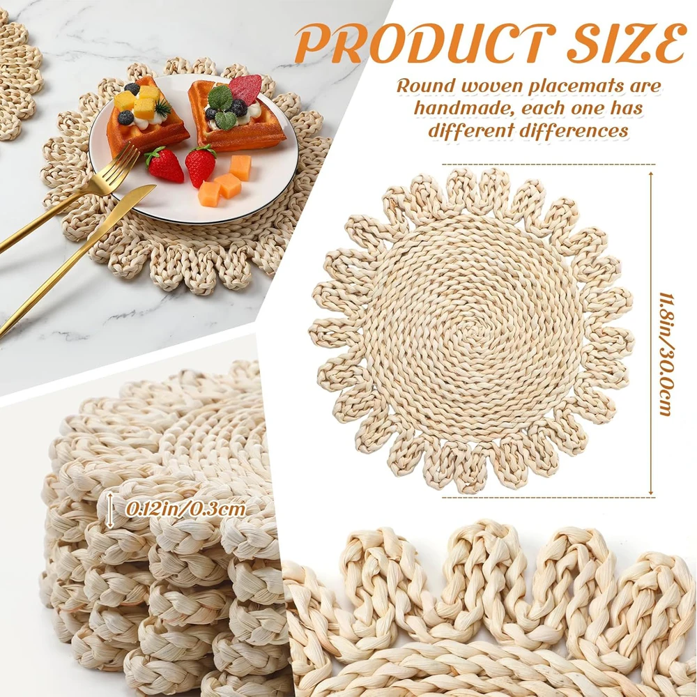 2 قطعة/4 قطعة/6 قطعة/8 قطعة المفارش المنسوجة بوهو مزرعة Tablemat الفردية عيد الميلاد الروطان مفارش المائدة لحفل زفاف استحمام الطفل