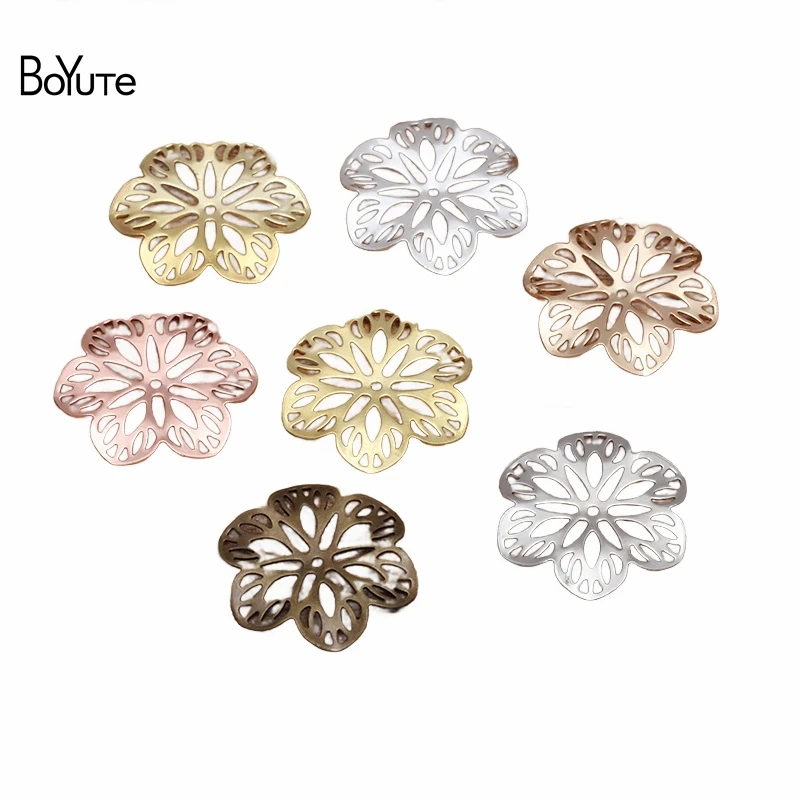 

BoYuTe (100 Pieces/Lot) 20MM Filigree Flower Plate Findings Brass Material Handmade DIY Jewelry Accessories