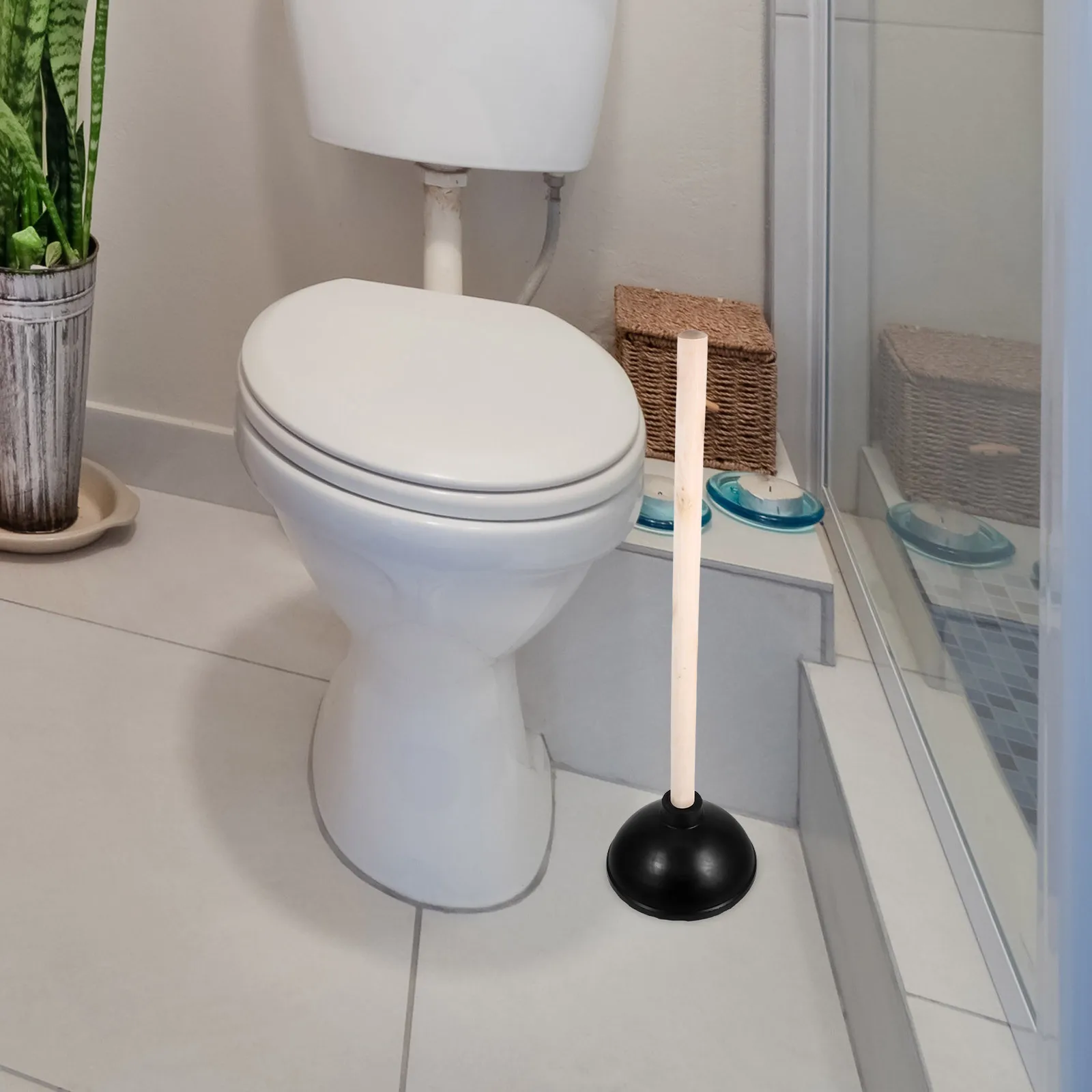 

Durable Rubber Toilet Plunger Heavy Duty Unclog Clogs Bathroom Tool Ergonomic Handle Quick Clearing Drain Plunger