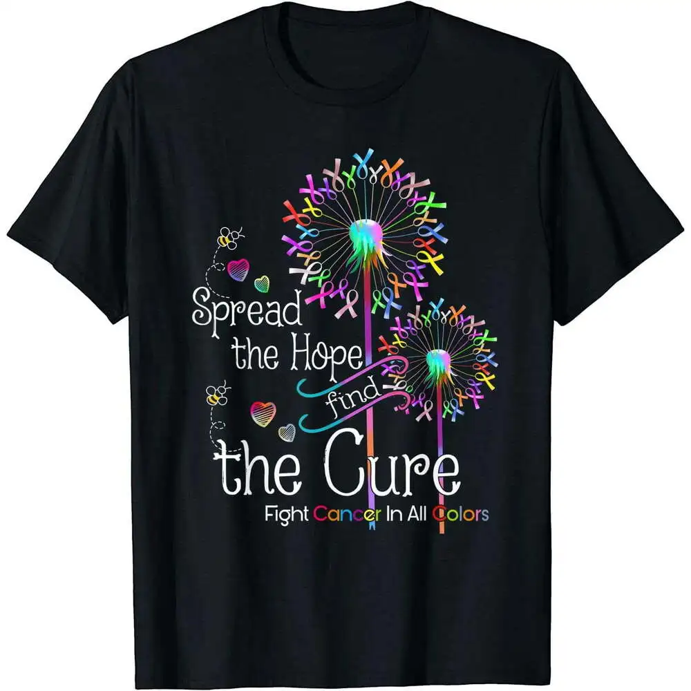 Fight Cancer in All and Every Color Ribbons Flower Heart T-Shirt  High Quality 100%Cotton Short Sleeve