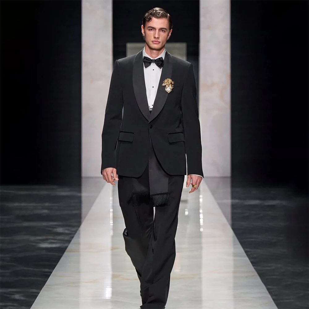 

Мужской костюм-двойка на одной пуговице, люксовый, приталенный, для свадьбы 2026, облегающий, высококачественный, мужская одежда, костюм Homme