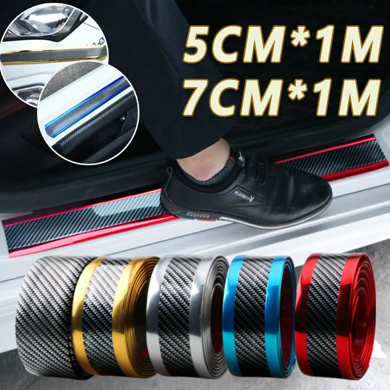 

1M Carbon Fiber Rubber Moulding Strip Soft Black Trim Bumper Strip DIY Door Sill Protector Edge Guard Car Stickers Car Styling