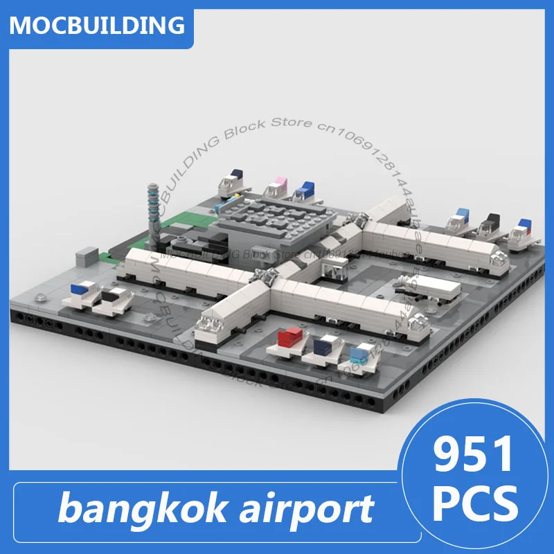 

Конструктор «Аэропорт Бангкок» (MOC), архитектурная модель, набор для сборки, креативные игрушки для демонстрации, подарки, 951 деталь