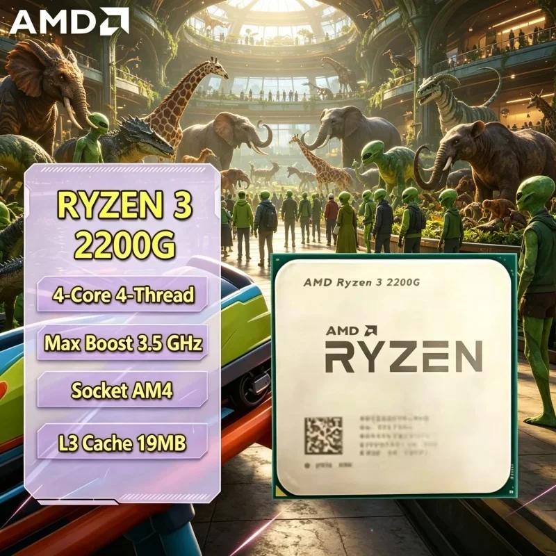 

2026 Home Dual-use AMD Ryzen 3 2200G Desktop CPU 4C4T 3.5GHz Built-in Graphics AM4 Without Retail Box Package