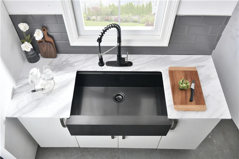 Hot sales 838*508*254mm Top Quality SUS304 Stainless steel Kitchen sink Modern design Vegetable washing basin,Black Grey