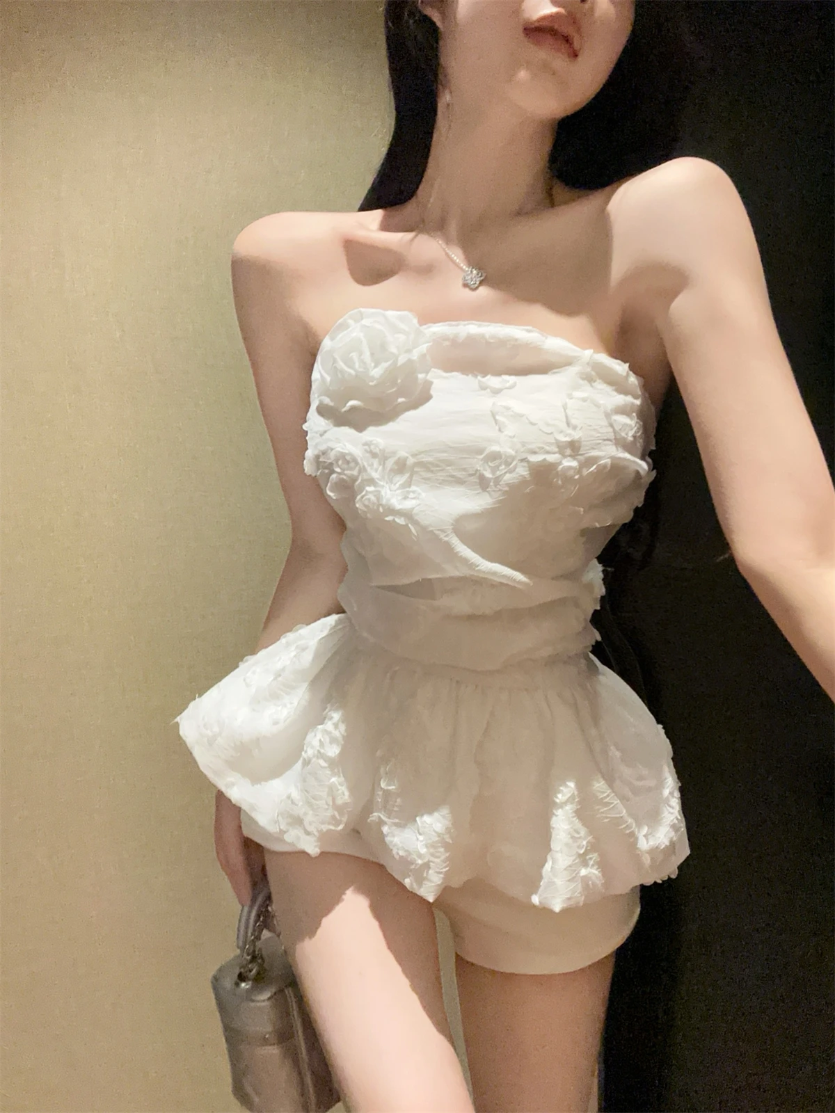 

Романтический 3D цветочный дизайн, милый топ-бюстье, брюки, женский модный комплект, осенний новый повседневный удобный костюм из двух предметов