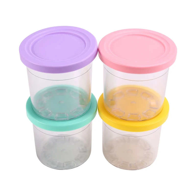 

4PCS Ice Creami Pints & Lids For Ninja Creami NC300 NC301 NC299AMZ Pints 16OZ Cups Ice Cream Maker Dishwasher Safe