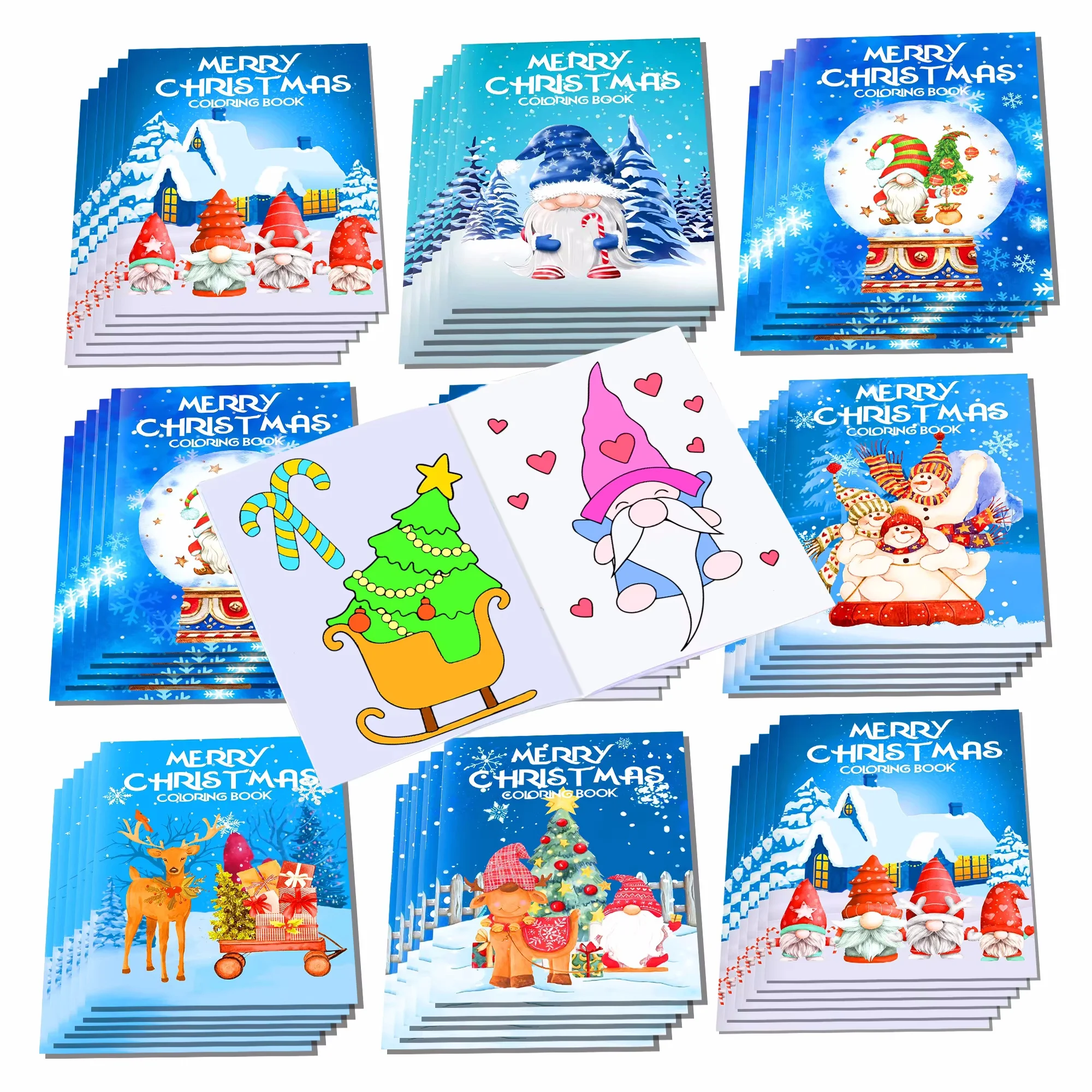 16pcs Cartoon Christmas Tree Snowman Deer Graffiti Drawing Painting Books DIY Coloring Picture Book Birthday Party Gifts