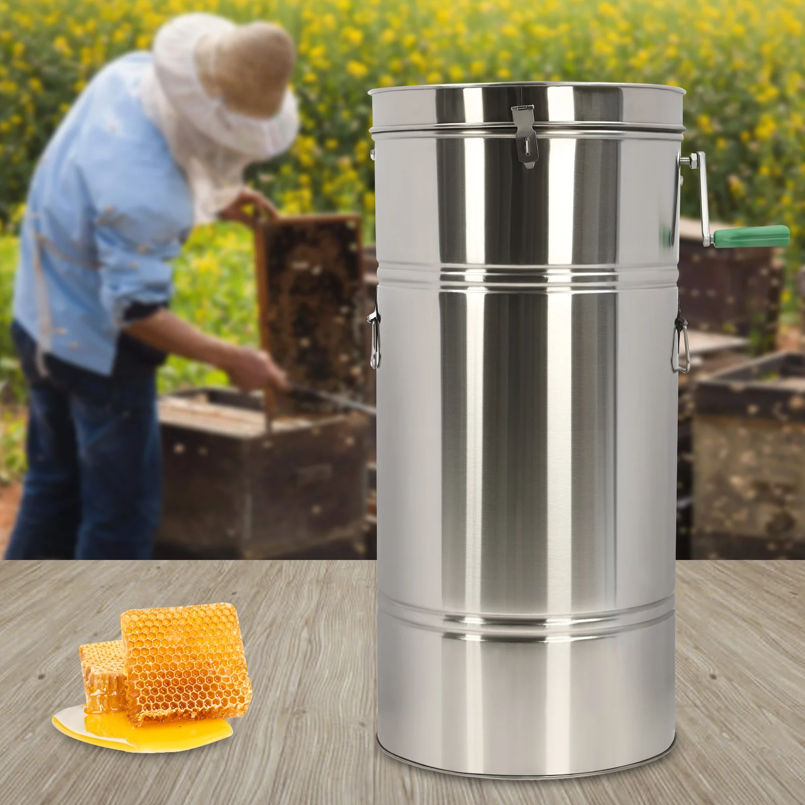 2 Frame Manual Honey Extractor, Bee Extractor, Honeycomb Spinner Crank Beekeeping Equipment