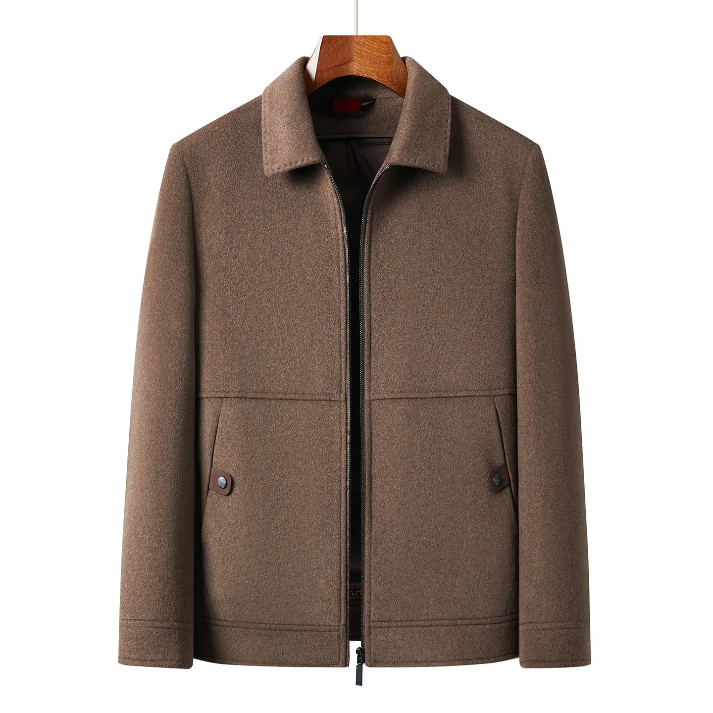Classic Business Style Men Double-Faced Wool Jacket for Autumn/Winter 70% Soft Breathable Sheep Wool Coat Detachable Down Inner